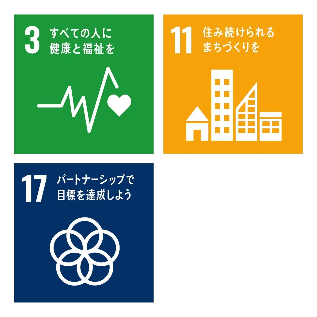 SDGs目標3,11,17
