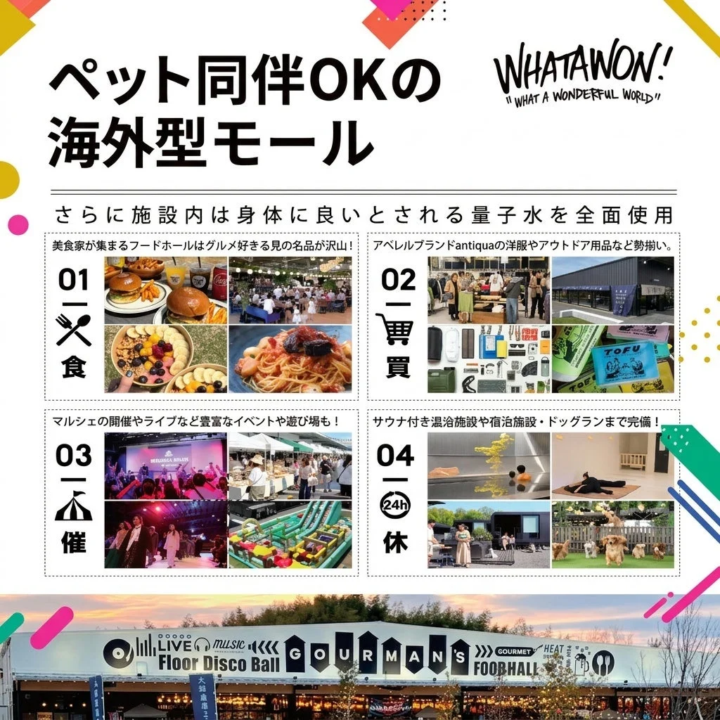 ペット同伴可能な海外型モールWHATAWONの紹介