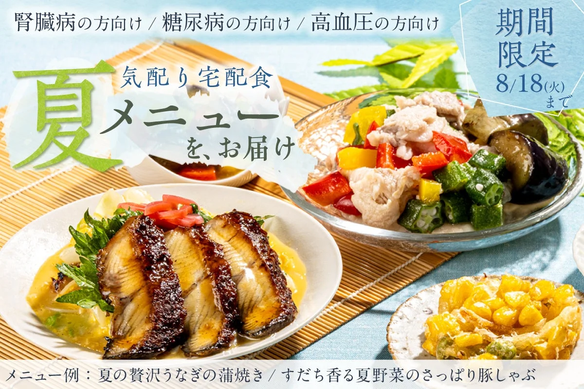 腎臓病、糖尿病、高血圧の方向けの夏限定宅配食の例