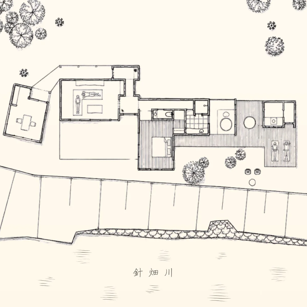 針畑川沿いのヴィラ平面図