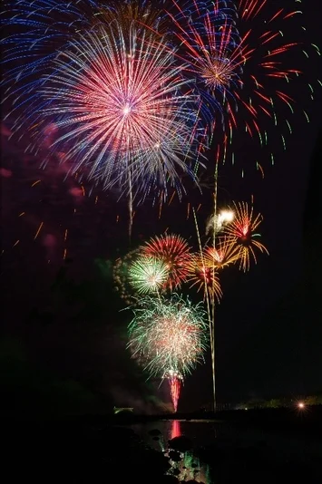 夜空を彩る色とりどりの花火