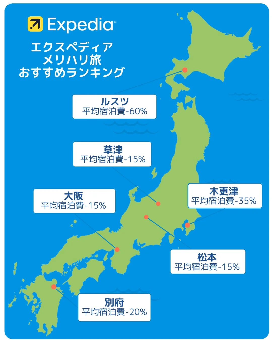 Expedia エクスペディア メリハリ旅 おすすめランキング 日本地図