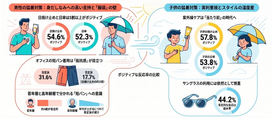 男性・子どもの猛暑対策への意識