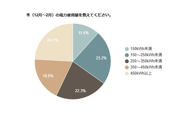 冬 (12月~2月) の電力使用量を教えてください。