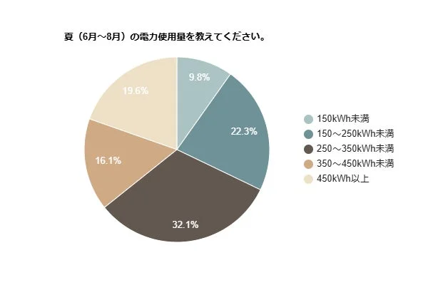 夏 (6月~8月) の電力使用量を教えてください。
