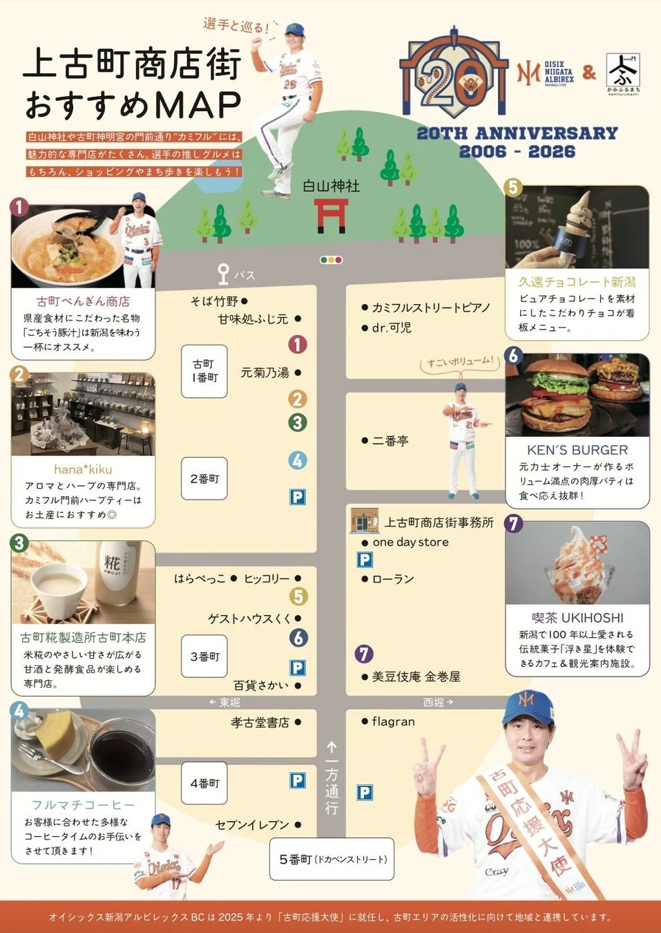 選手と巡る！上古町商店街おすすめMAP