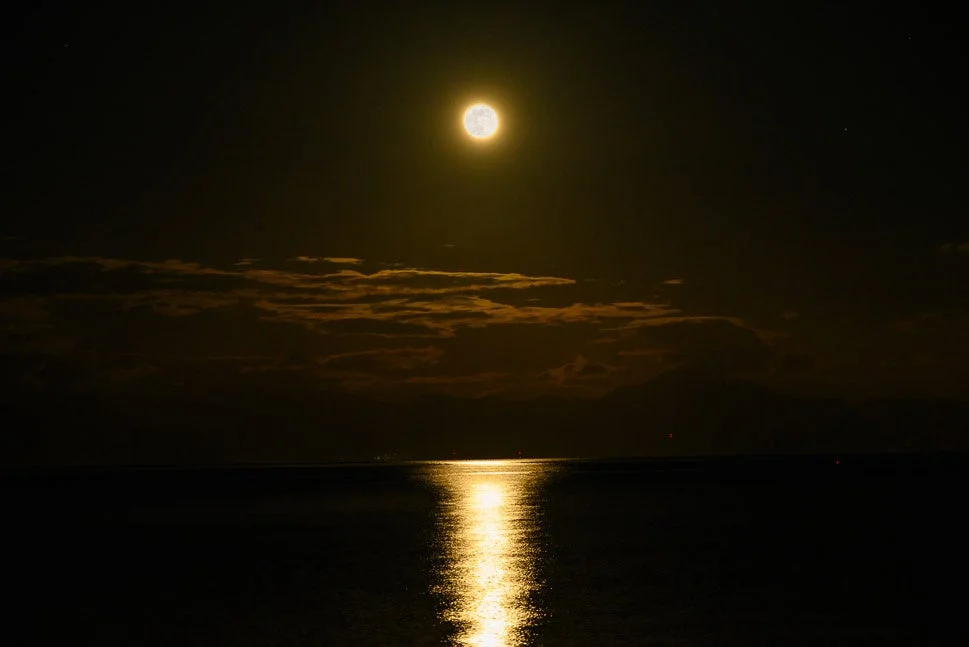 暗い夜空に輝く満月