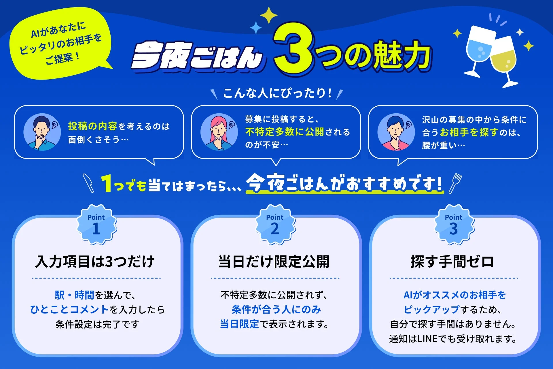 AIマッチングのメリットを説明する図
