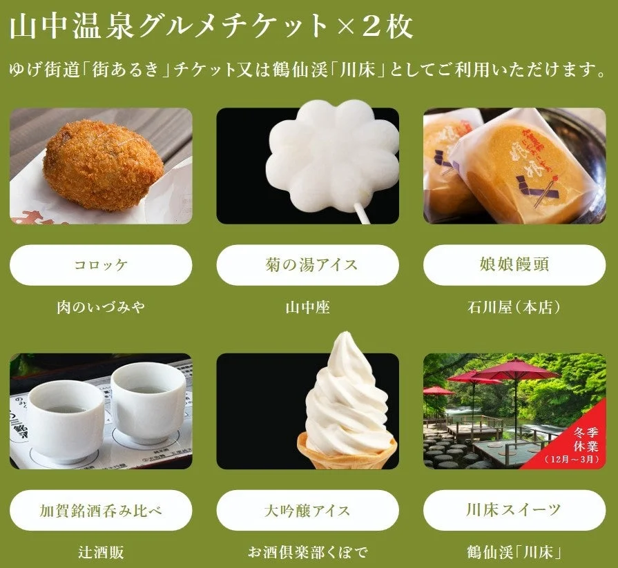 山中温泉のグルメチケットの広告