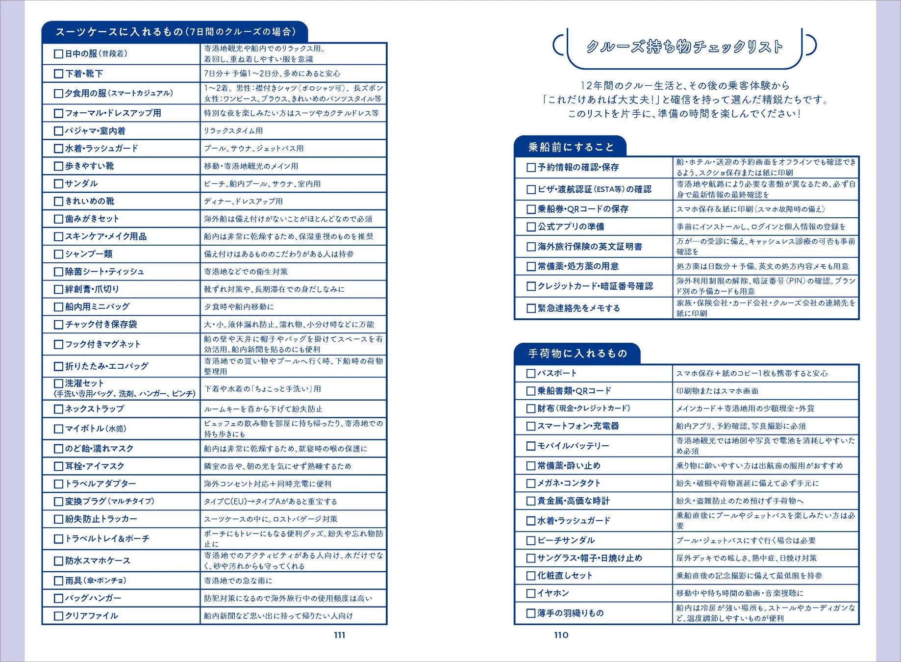 クルーズ持ち物チェックリスト