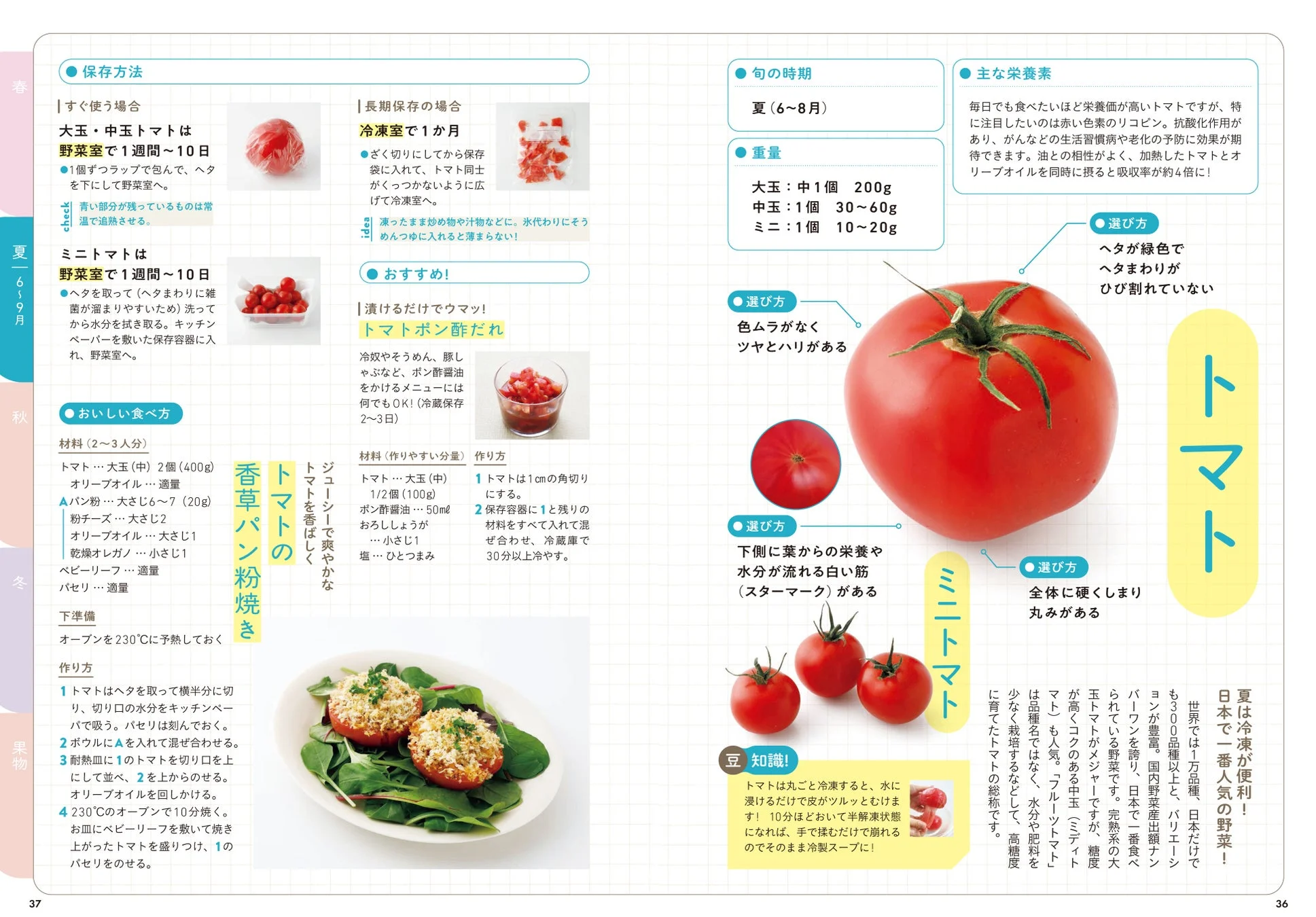 トマトの保存法とレシピ例