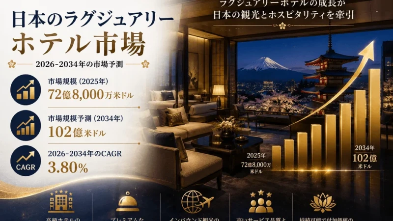 日本高級ホテル市場が2034年までに102億ドル規模へ拡大！次世代の旅体験がここに