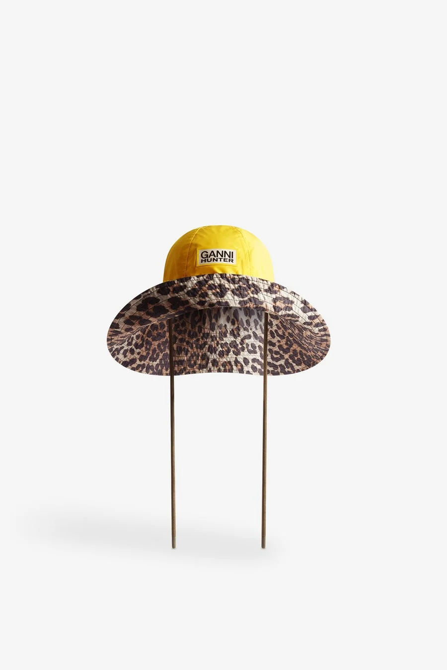 GANNI X HUNTER WATERPROOF BUCKET HAT YELLOW/LEOPARD