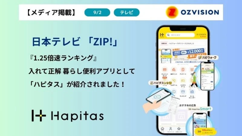 日本テレビ『ZIP!』で話題！ポイ活アプリ「ハピタス」で普段の買い物がもっとお得に