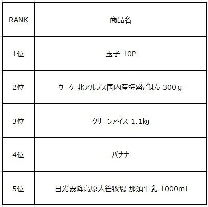 売上高ランキング表